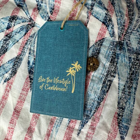 Roundtree & Yorke Caribbean Cotton Leaf Print SS Button Up Shirt Men Large NWT - Picture 9 of 11